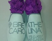 Custom Hand Painted Breathe Carolina slip ons-Its Classy Not Classic