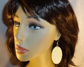 Oval lace earrings, Yellow and White dangle earrings, Wood earrings, Fashion Accessorie, Summer earrings