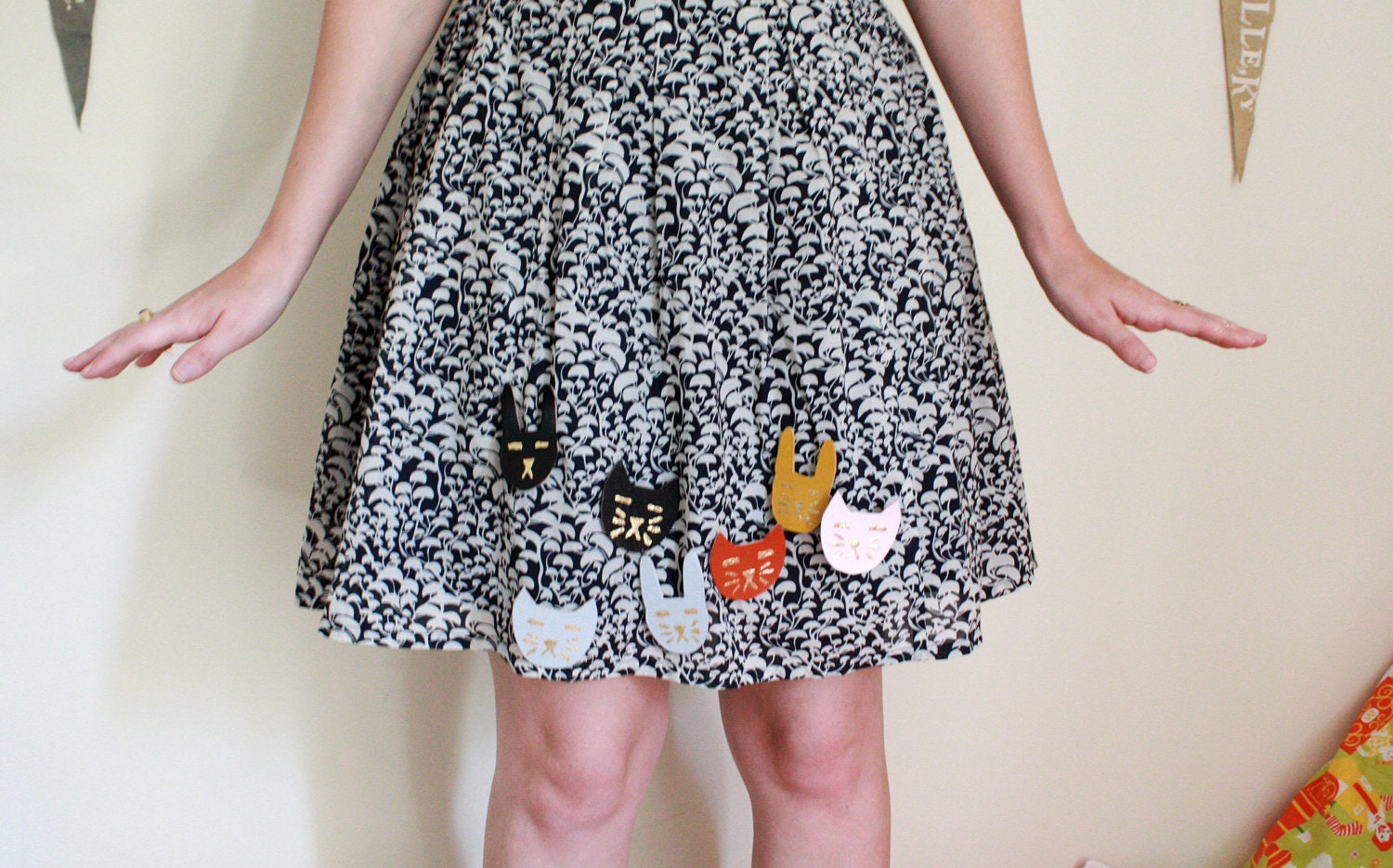 Cat and Rabbit Wood or Leather Brooches
