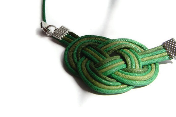 Knot necklace, cord jewellery, statement jewellery, celtic knot, sailor knot, green necklace, macrame, gift for her
