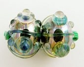 Item 3024 Silver glass blown hollows, pair soft glass beads