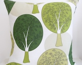 Scandinavian Pillow Cover with Zipper - Circle Trees in Shades of Green  - 18" x 18" - Danish Design