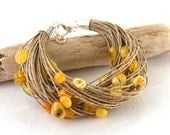 Yellow Baltic Amber bracelet, Natural Amber Jewelry Linen Yellow Gold Autumn Fall Fashion Jewelry - KARUBA