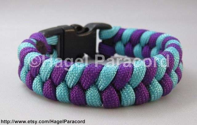 Turquoise and Neon Purple fish tail paracord bracelet