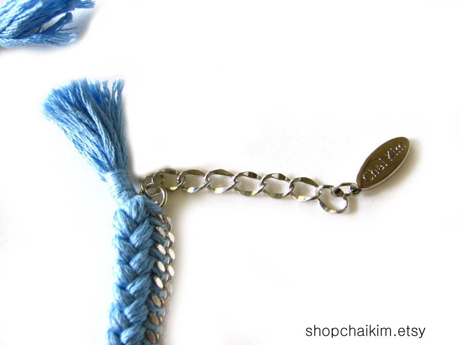 Crystal Statement Necklace-Sky blue -Shipping with tracking