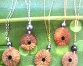 Resin Dipped Hawaiian Wana Shells with Tahitian Pearls-FREE SHIPPING
