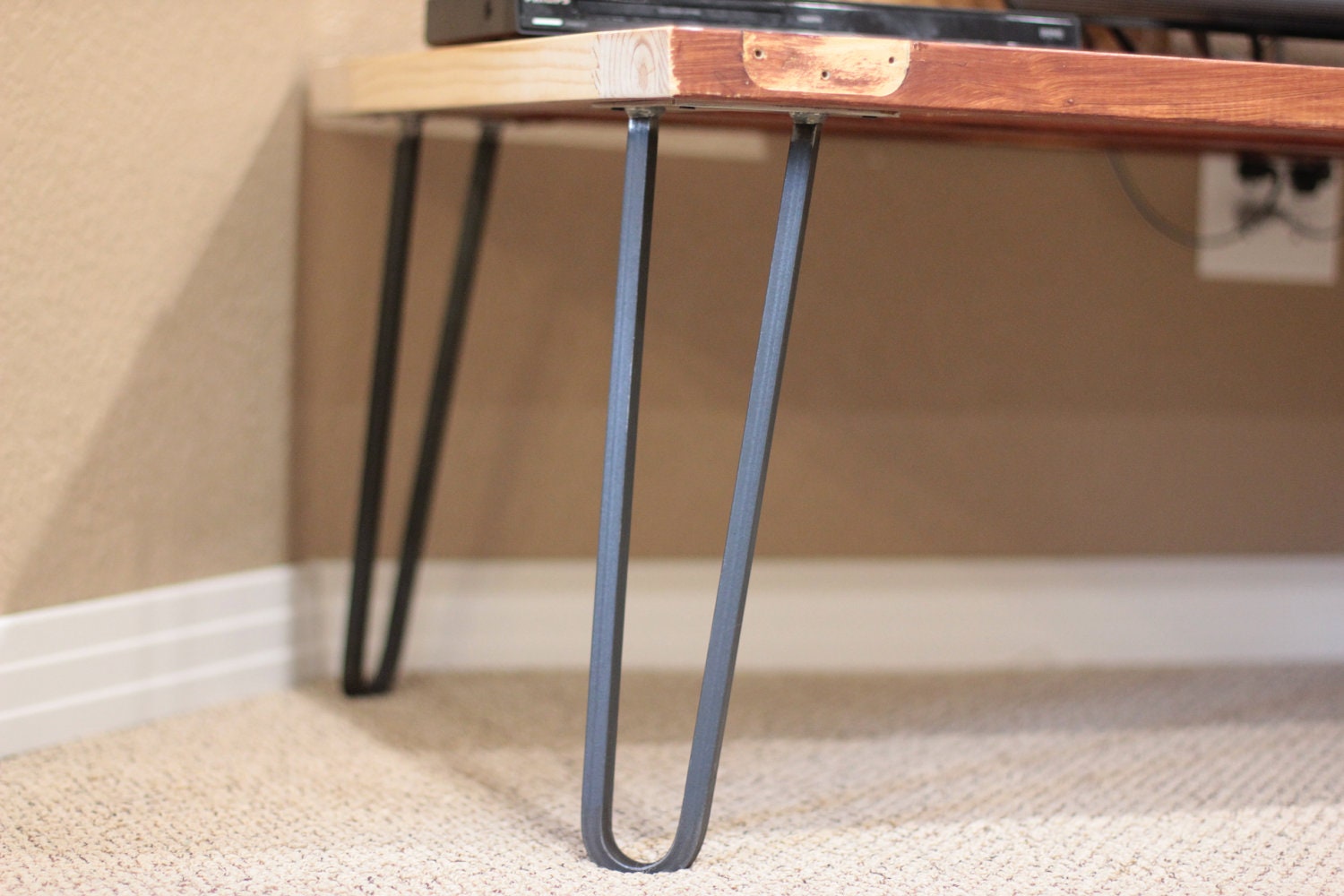 18" Square Bar Hairpin Legs - Raw Steel