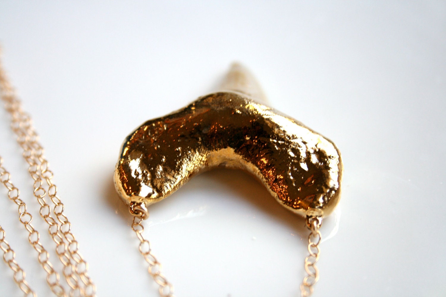 Gold Shark Tooth Necklace. Extra Large on 30 inch Gold Filled Chain CHOOSE YOUR TOOTH