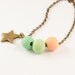 Mint, green and peach necklace, star and bronze chain - Trio collection