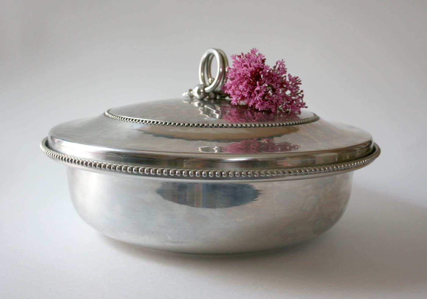 Vintage Buenilum Aluminum Covered Dish with glass Pyrex insert casserole gray grey retro mid century industrial