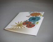 spring flower  notecard . floral note card . hand drawn stationery . modern notecard . blank card . greeting card . turquoise orange coral 