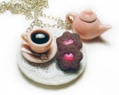 Coffee and Cookies Necklace Miniature food jewelry, Miniature Food Necklace, Dollhouse Miniature