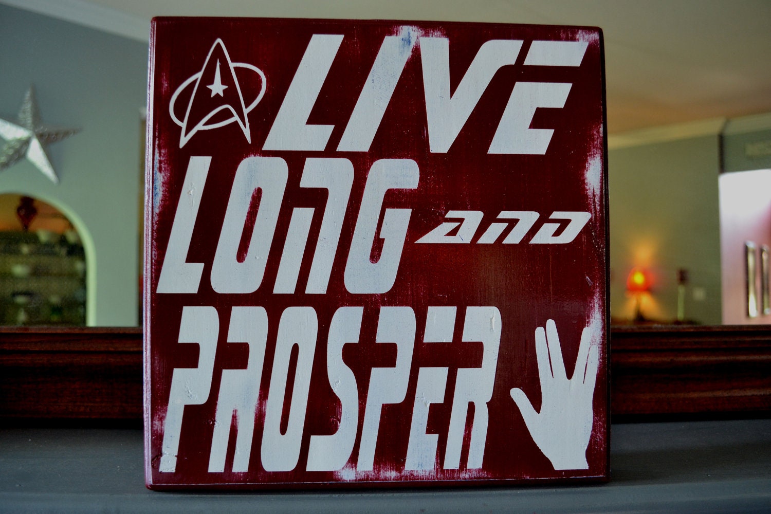 Live Long and Proper, Star Trek, Spock, custom wood sign, home decor