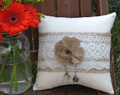 Burlap Flower Ring Bearer w/ Netting and Initials