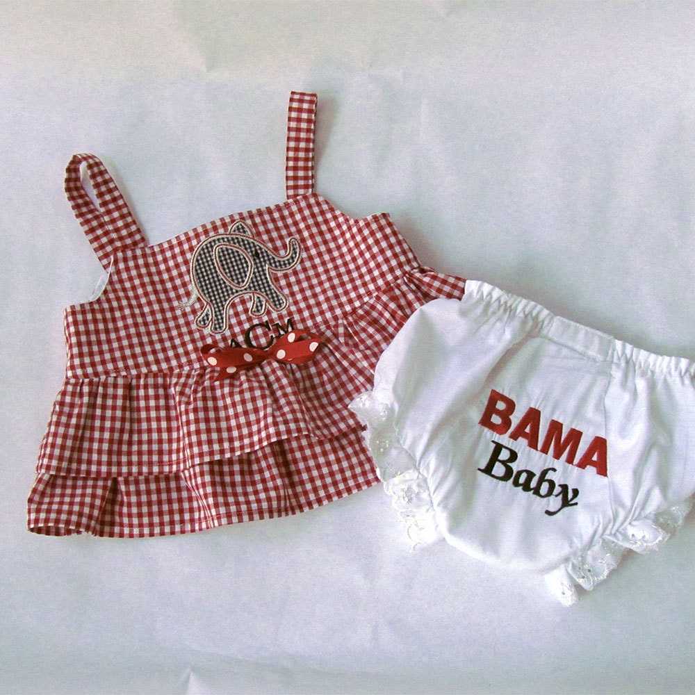 University of Alabama BAMA Baby Bloomers and Dress Monogrammed