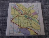 1981 Boise Idaho Map Coaster - Ceramic - Repurposed Vintage 1981 Readers Digest Atlas page
