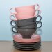 Retro Pink and Gray Boontonware Cup and Saucer Set of 16 Pieces