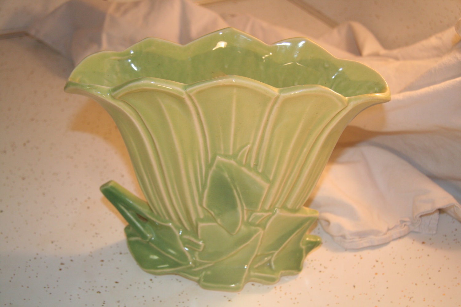 Gorgeous McCoy Green Floral Vase