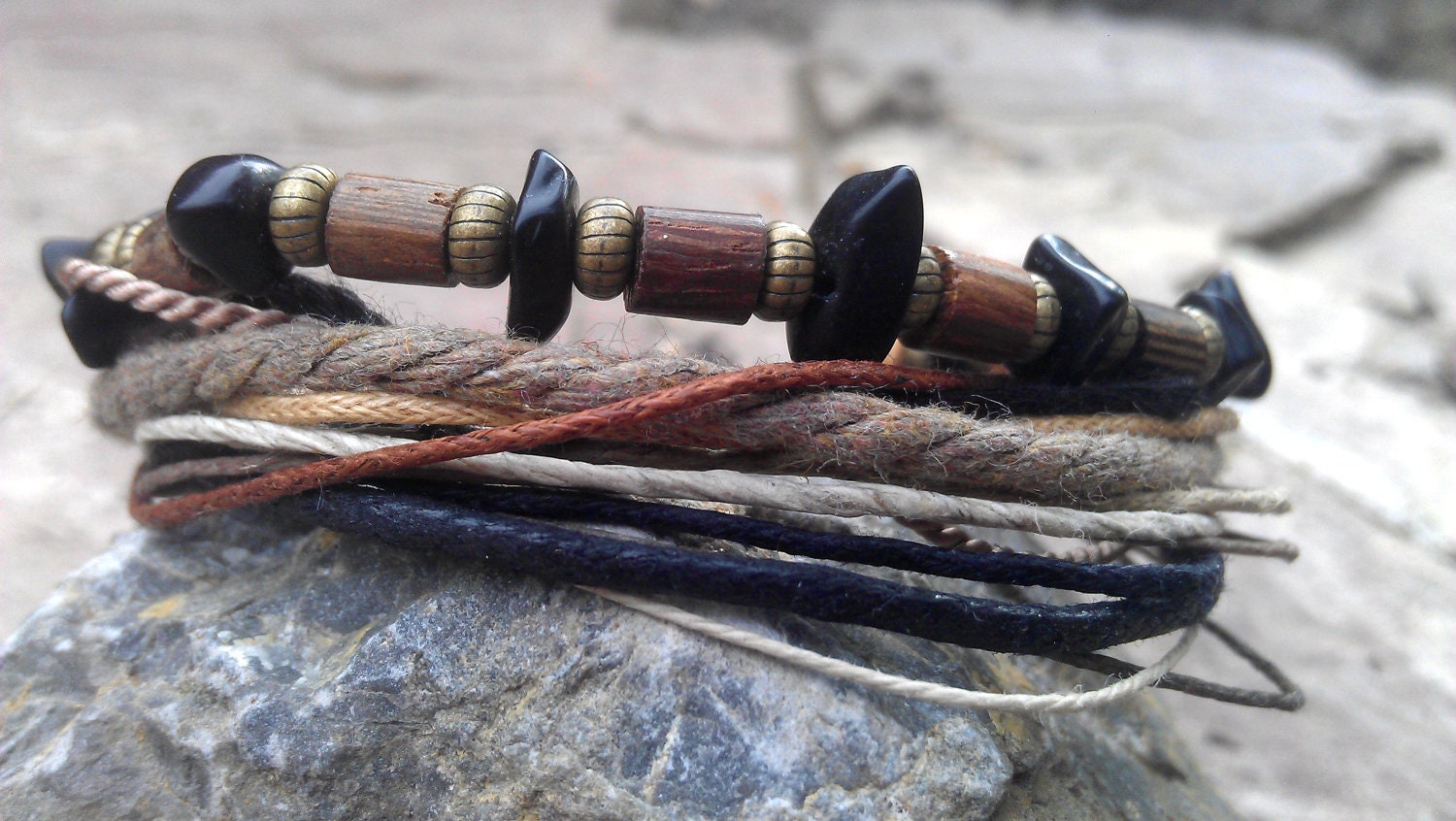 Men's Bracelet - Alchemy - Wood, Stone, Metal, Fiber, Wood