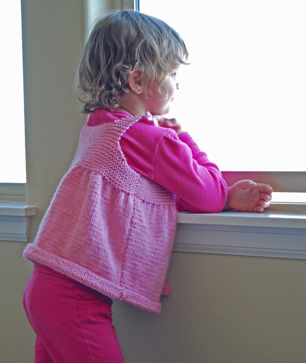 Girls Hand Knit Dress Top with Shoulder Knot Ties Baby to Toddler Sizes