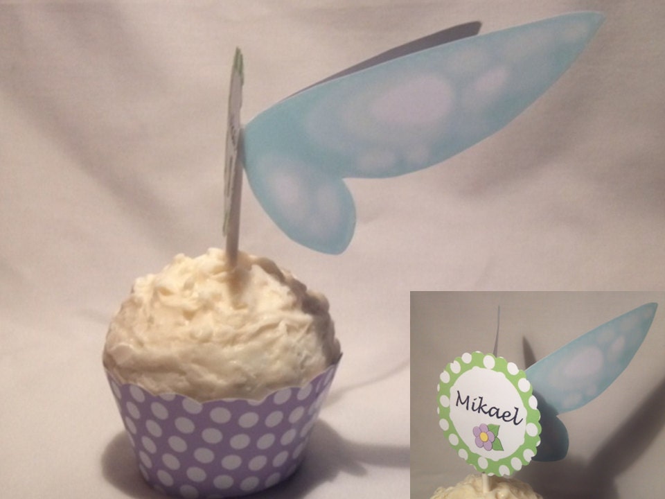 Fairies - Fairy Cupcake Wrappers and Toppers - Personalized With Name and Age - DIY Printable Party Decorations Il_570xn