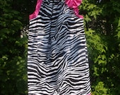Zebra Print Pillowcase Dress with Pink Flower Embellishment