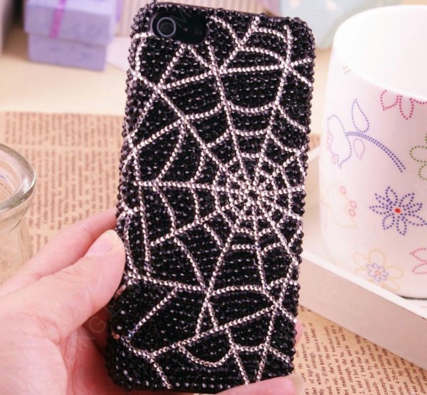 Handmade hard case for iPhone 4 & 4S  Bling cobweb  Custom Luxury Crystal Rhinestone Bling iPhone 5 Case  iPhone Case   iPhone 4 Case
