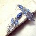 Earrings pierced womens jewelry blue white ceramic Bohemian gypsy dangle silver leaf denim blue Swarovski gems TAGT tenX