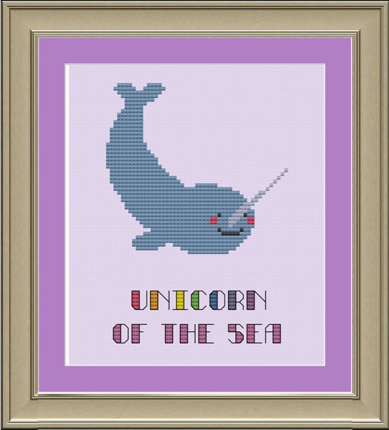 Unicorn of the sea: cute narwhal cross-stitch pattern