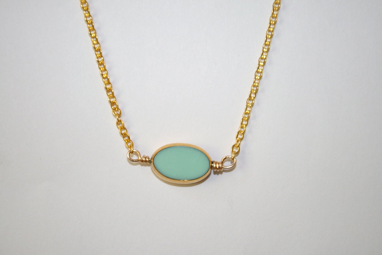 Jaclynn necklace- Mint green stone with gold chain, 18"