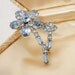 Baby Blue Rhinestone Brooch - Flower Design - Sparkles Like Crazy - 1960s Flower Power