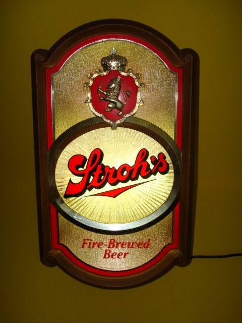 Vintage Stroh's Beer Sign Lighted WORKS By ScoutsAttic On Etsy