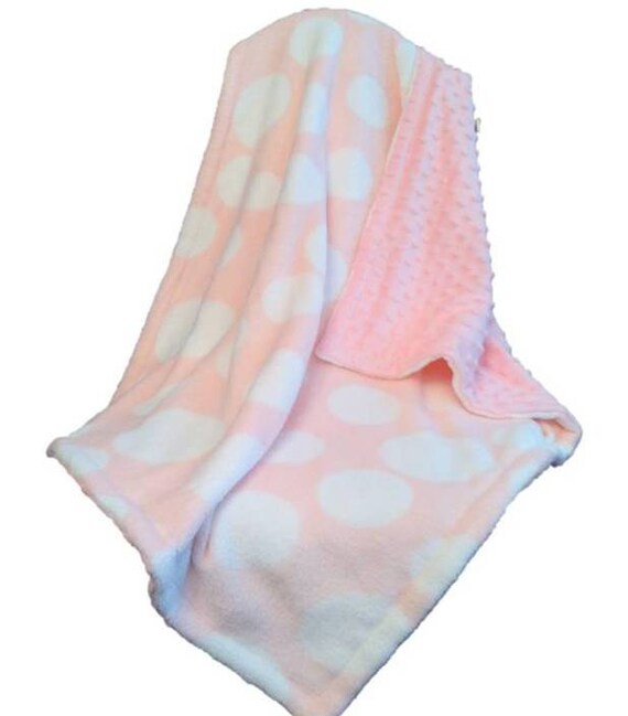 Items similar to Pink Minky Baby Blanket Microfleece with Large White