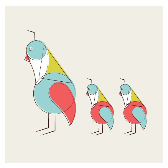 Mid Century Partridge Bird Print