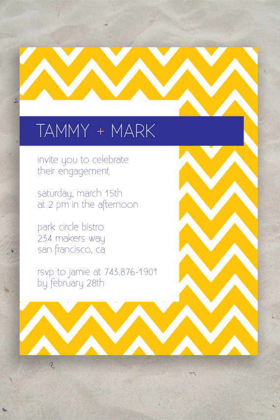 Chevron Engagement Party Invite - Quantity 25