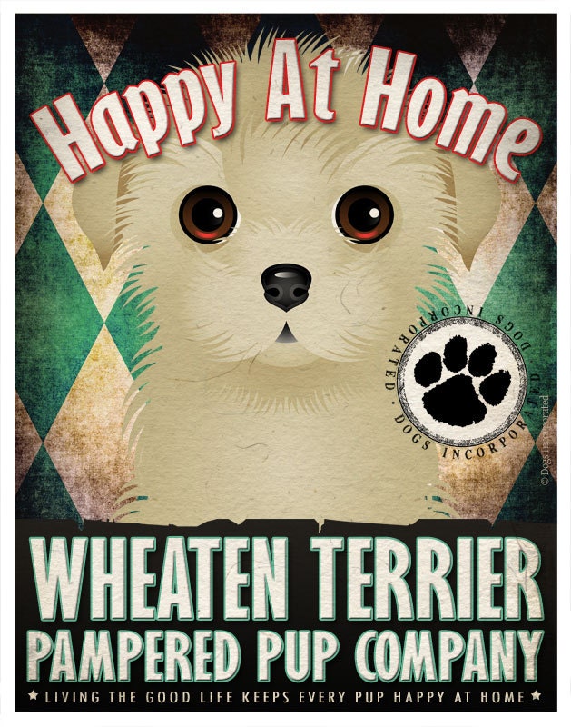 Wheaten Terrier Pampered Pups Original Art Print - 11x14 - Dog Poster - Dogs Incorporated