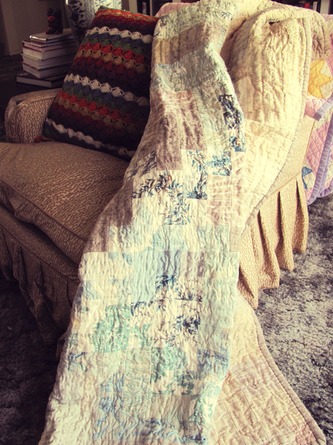 Baikal // One of a Kind Skull Throw Quilt //