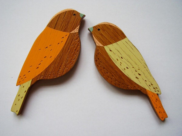Wooden Wall Birds - Pair