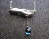 Hand Necklace, Sterling Silver Jewelry, London Blue topaz, Handmade by OKUDAdesign  on Etsy