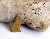 Wolf wood Brooch Tribal Native Totem from Tallowwood