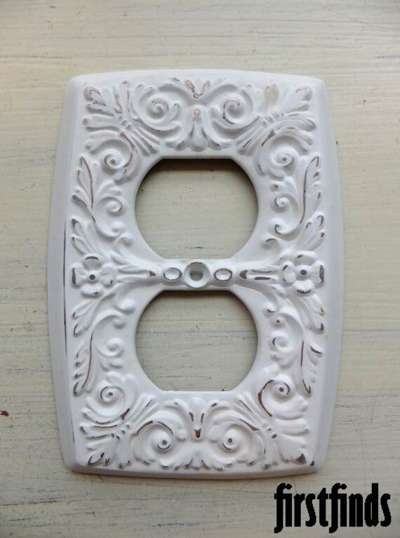 1 shabby chic white electrical outlet cover plate by 1 shabby chic white electrical outlet cover plate by