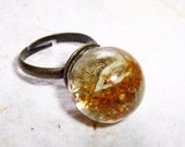 Lichen Resin Globe Orb Ring