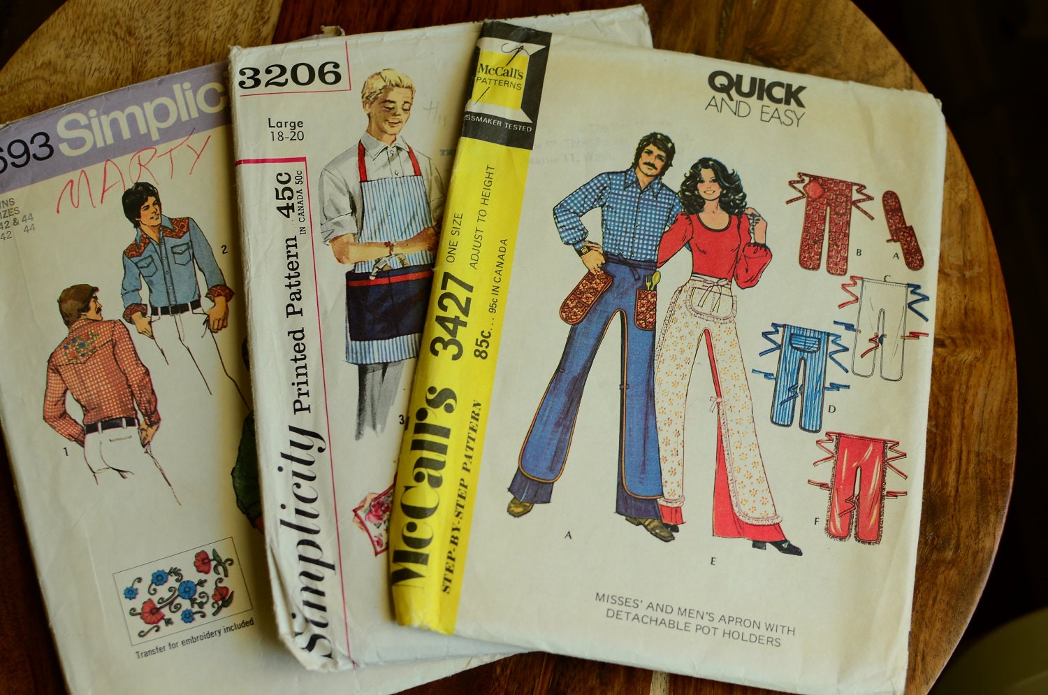 Lot of 3 Sewing Patterns from the 1970s