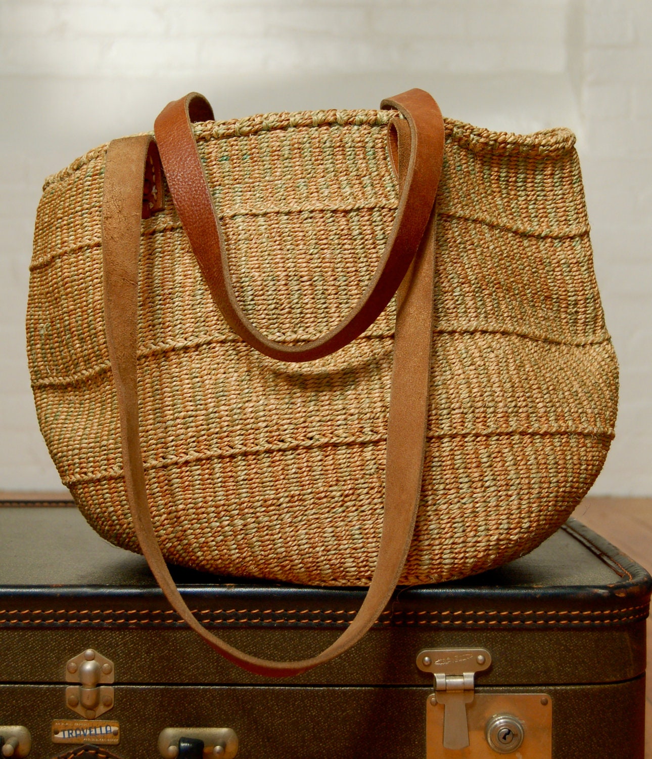 vintage Kenyan market bag tote by expvintage on Etsy