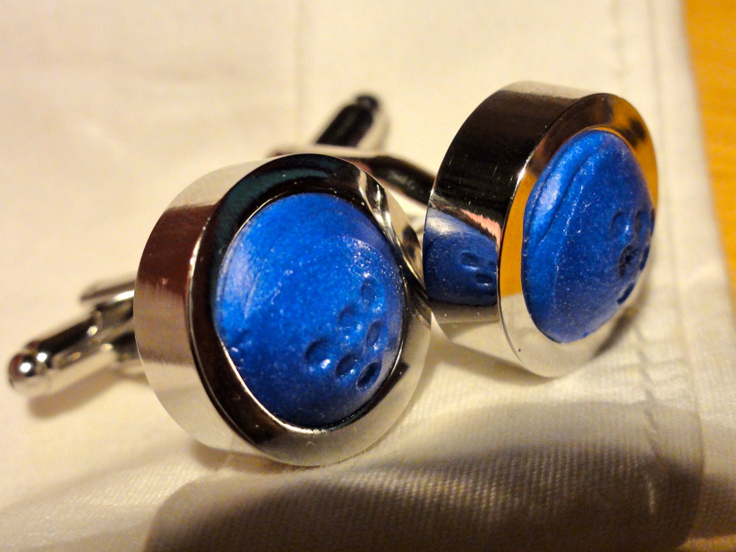 Blue Cufflinks - Recycled Wine Cork Cufflinks