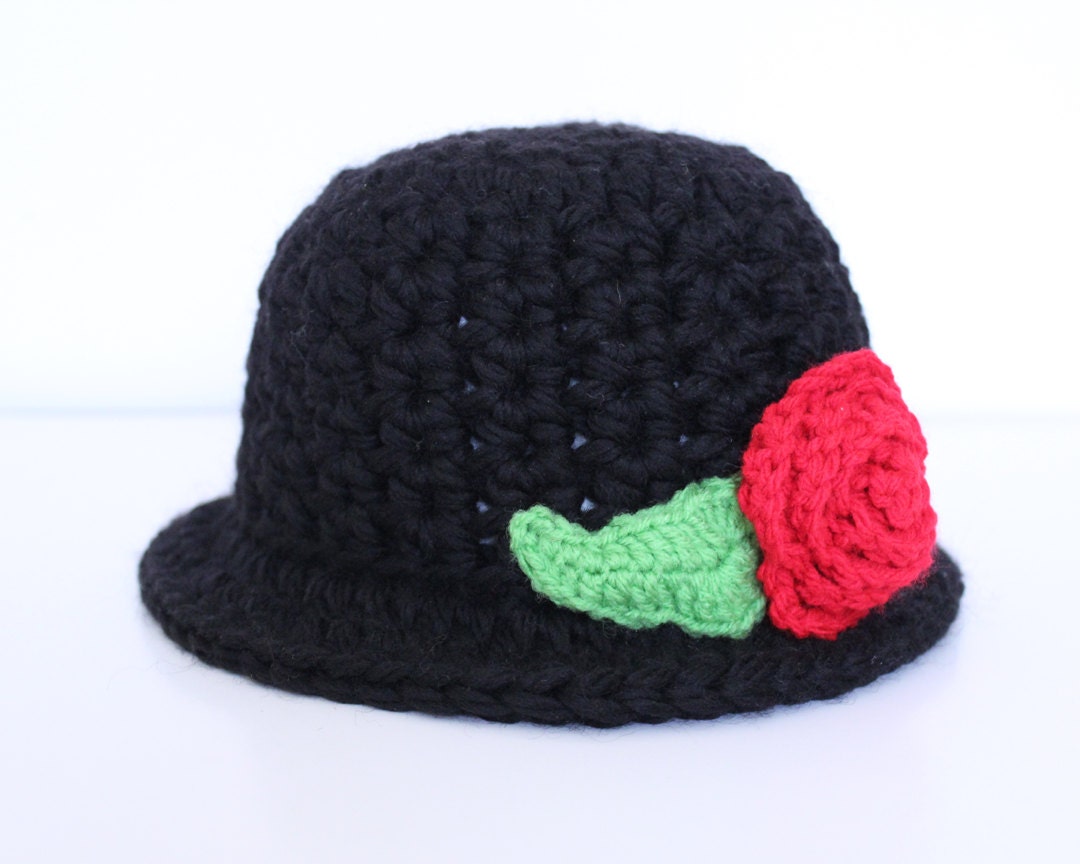 Little black hat. Wool crochet hat. Cloche inspired women's hat. Mother's Day Gift.