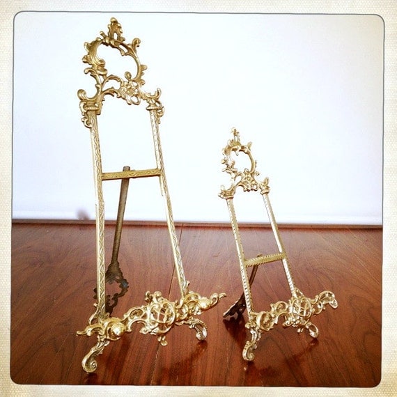 vintage brass tabletop easel large ornate by amysvintagedecorium