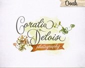OOAK Logo Custom Hand Drawn Swash Text Watercolor Flowers for Photography Photographer Small Business