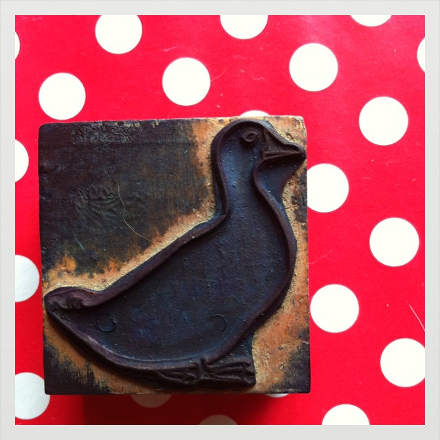 reserved .French vintage rubber stamp duck