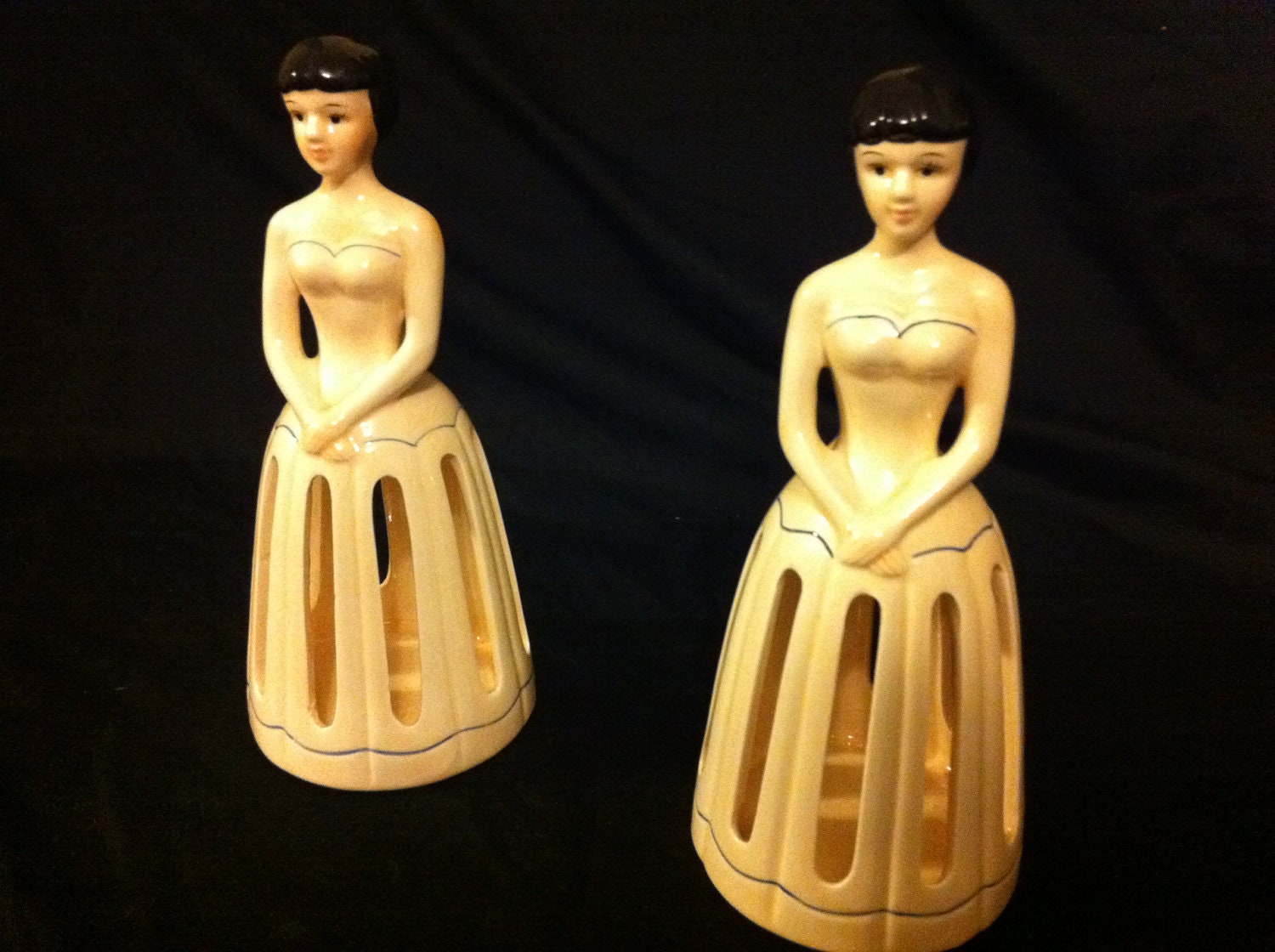 2 Doll Napkin Holders Ceramic Porcelain